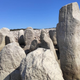 A close-up of the freshly exposed monuments.